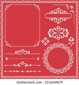Vintage Set. Floral elements for design monograms, invitations, frames, menus and labels. Graphic design of the website, cafes, boutiques, hotels, wedding invitations.