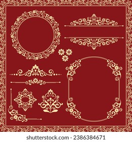 Vintage Set. Floral elements for design monograms, invitations, frames, menus and labels. Graphic design of the website, cafes, boutiques, hotels, wedding invitations.