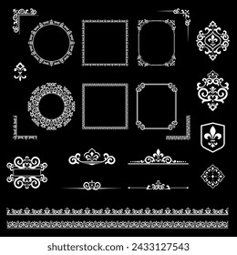 Vintage Set. Floral elements for design monograms, invitations, frames, menus and labels. Graphic design of the website, cafes, boutiques, hotels, wedding invitations.