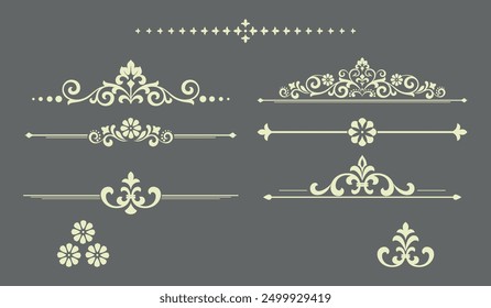 Vintage set. Floral elements for design monograms, invitations, frames, menus and labels. Graphic design of the website, cafes, boutiques, hotels, wedding invitations.