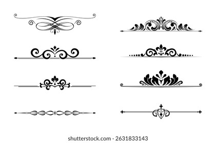 Conjunto de Antiguas. Elementos florales para monogramas de diseño, invitaciones, marcos, menús y rótulos. Diseño gráfico del Sitio web, cafeterías, boutiques, hoteles, invitaciones de boda.