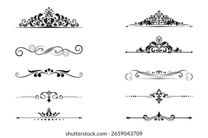 Vintage-Set. Blumenelemente für Design-Monogramme, Einladungen, Rahmen, Menüs und Labels. Grafikdesign der Website, Cafés, Boutiquen, Hotels, Hochzeitseinladungen.