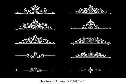 Conjunto de Antiguas. Elementos florales para monogramas de diseño, invitaciones, marcos, menús y rótulos. Diseño gráfico del Sitio web, cafeterías, boutiques, hoteles, invitaciones de boda.