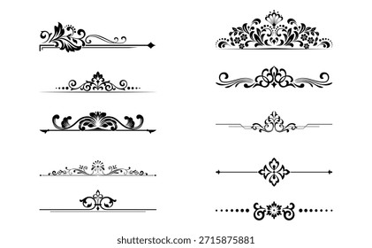 Conjunto de Antiguas. Elementos florales para monogramas de diseño, invitaciones, marcos, menús y rótulos. Diseño gráfico del Sitio web, cafeterías, boutiques, hoteles, invitaciones de boda.