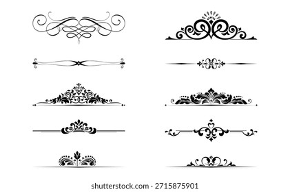 Conjunto de Antiguas. Elementos florales para monogramas de diseño, invitaciones, marcos, menús y rótulos. Diseño gráfico del Sitio web, cafeterías, boutiques, hoteles, invitaciones de boda.