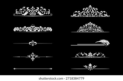 Conjunto de Antiguas. Elementos florales para monogramas de diseño, invitaciones, marcos, menús y rótulos. Diseño gráfico del Sitio web, cafeterías, boutiques, hoteles, invitaciones de boda.