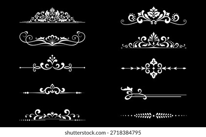 Conjunto vintage. Elementos florais para monogramas de design, convites, quadros, menus e rótulos. Projeto gráfico do site, cafés, boutiques, hotéis, convites de casamento.