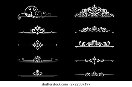 Conjunto de Antiguas. Elementos florales para monogramas de diseño, invitaciones, marcos, menús y rótulos. Diseño gráfico del Sitio web, cafeterías, boutiques, hoteles, invitaciones de boda.