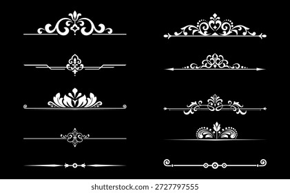 Conjunto de Antiguas. Elementos florales para monogramas de diseño, invitaciones, marcos, menús y rótulos. Diseño gráfico del Sitio web, cafeterías, boutiques, hoteles, invitaciones de boda.