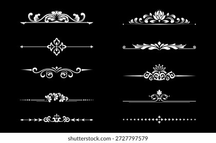 Conjunto de Antiguas. Elementos florales para monogramas de diseño, invitaciones, marcos, menús y rótulos. Diseño gráfico del Sitio web, cafeterías, boutiques, hoteles, invitaciones de boda.