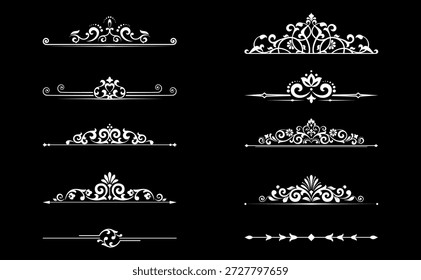 Conjunto de Antiguas. Elementos florales para monogramas de diseño, invitaciones, marcos, menús y rótulos. Diseño gráfico del Sitio web, cafeterías, boutiques, hoteles, invitaciones de boda.