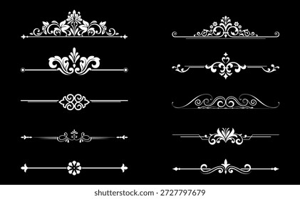 Conjunto de Antiguas. Elementos florales para monogramas de diseño, invitaciones, marcos, menús y rótulos. Diseño gráfico del Sitio web, cafeterías, boutiques, hoteles, invitaciones de boda.