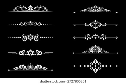 Conjunto de Antiguas. Elementos florales para monogramas de diseño, invitaciones, marcos, menús y rótulos. Diseño gráfico del Sitio web, cafeterías, boutiques, hoteles, invitaciones de boda.
