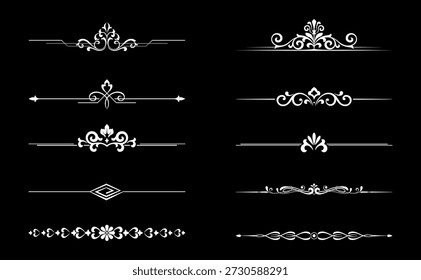 Conjunto de Antiguas. Elementos florales para monogramas de diseño, invitaciones, marcos, menús y rótulos. Diseño gráfico del Sitio web, cafeterías, boutiques, hoteles, invitaciones de boda.
