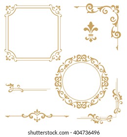 Vintage Set. Floral elements for design monograms, invitations, frames, menus and labels. Graphic design of the website, cafes, boutiques, hotels, wedding invitations.