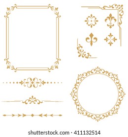 Vintage Set. Floral elements for design monograms, invitations, frames, menus and labels. Graphic design of the website, cafes, boutiques, hotels, wedding invitations.