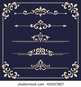 Vintage Set. Floral elements for design monograms, invitations, frames, menus and labels. Graphic design of the website, cafes, boutiques, hotels, wedding invitations.