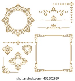 Vintage Set. Floral elements for design monograms, invitations, frames, menus and labels. Graphic design of the website, cafes, boutiques, hotels, wedding invitations.