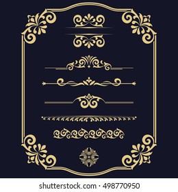 Vintage Set. Floral elements for design monograms, invitations, frames, menus and labels. Graphic design of the website, cafes, boutiques, hotels, wedding invitations.