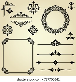 Vintage Set. Floral elements for design monograms, invitations, frames, menus and labels. Graphic design of the website, cafes, boutiques, hotels, wedding invitations