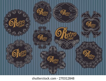 Vintage set of floral pattern template product labels