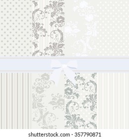 Vintage set of flower patterns in pastel colors. Vector