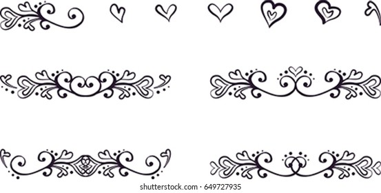 Vintage set of hand drawn floral elements