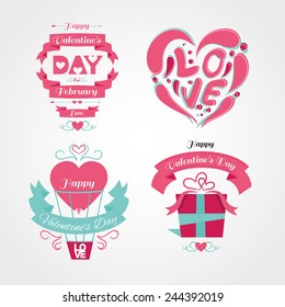 Vintage set a happy Valentine's Day, vector design elements to wedding and 14 February, logo, label, badge