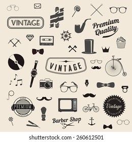 vintage set  icons Vector signs and symbols templates for your design