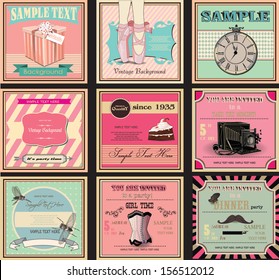 vintage, set of labels and invitation cards