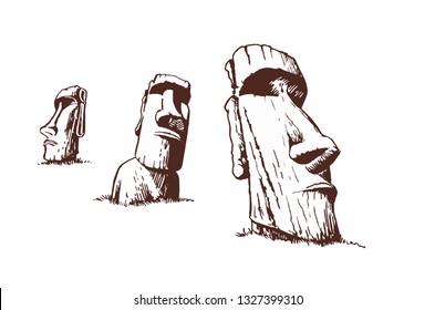 Vintage-Set Moai, Vektorsymbol, Illustration