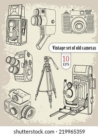 Vintage set of old cameras 