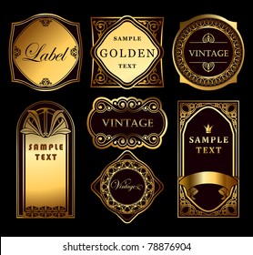 Vintage set ornate gold labels.