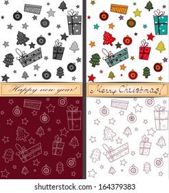 Vintage set of patterns for Christmas and new year