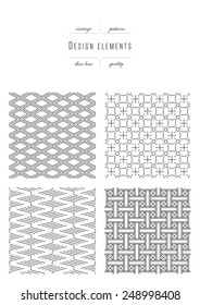 Vintage set - Patterns - thin line ( variable thickness of lines )