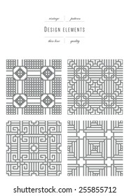 Vintage set - Patterns - thin line ( variable thickness of lines )