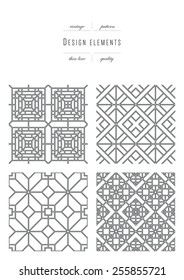 Vintage set - Patterns - thin line ( variable thickness of lines )