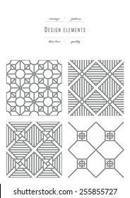 Vintage set - Patterns - thin line ( variable thickness of lines )