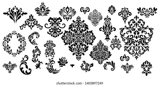 Vintage set of patterns. For wedding invitations, wallpapers, stained glass windows and cards.