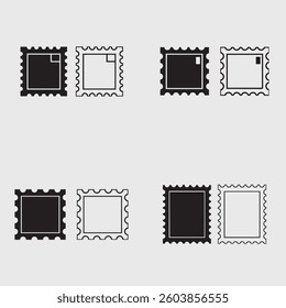 Vintage Set of Photo Frames with Decorative Borders and Patterns stamp