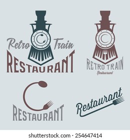 vintage set of retro train restaurant