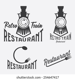 vintage set of retro train restaurant