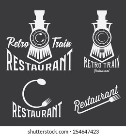 vintage set of retro train restaurant