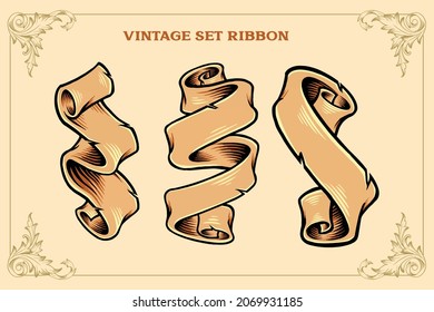 Vintage Set Ribbon Vector illustrations for your work Logo, mascot merchandise t-shirt, stickers and Label designs, poster, greeting cards advertising business company or brands.