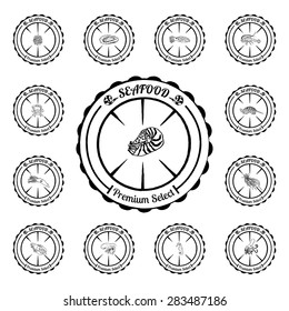 vintage set seafood elements for your design lobster and lobster. vector
