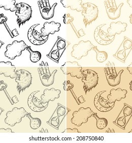Vintage set seamless alchemy patterns
