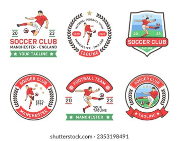 Vintage set of soccer Logo or football club sign badge. Football logo with shield background vector design