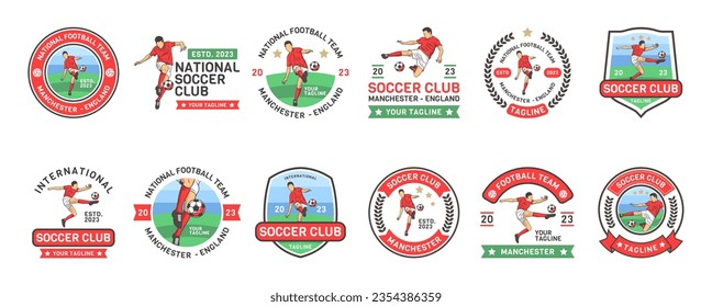 Vintage set of soccer Logo or football club sign badge. Football logo with shield background vector design