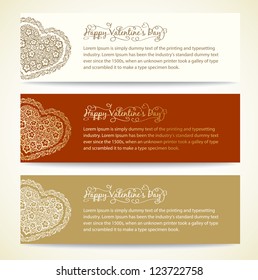Vintage Set of St. Valentines Cards. Vector Illustration.