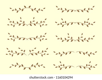 vintage set of tree branches borders